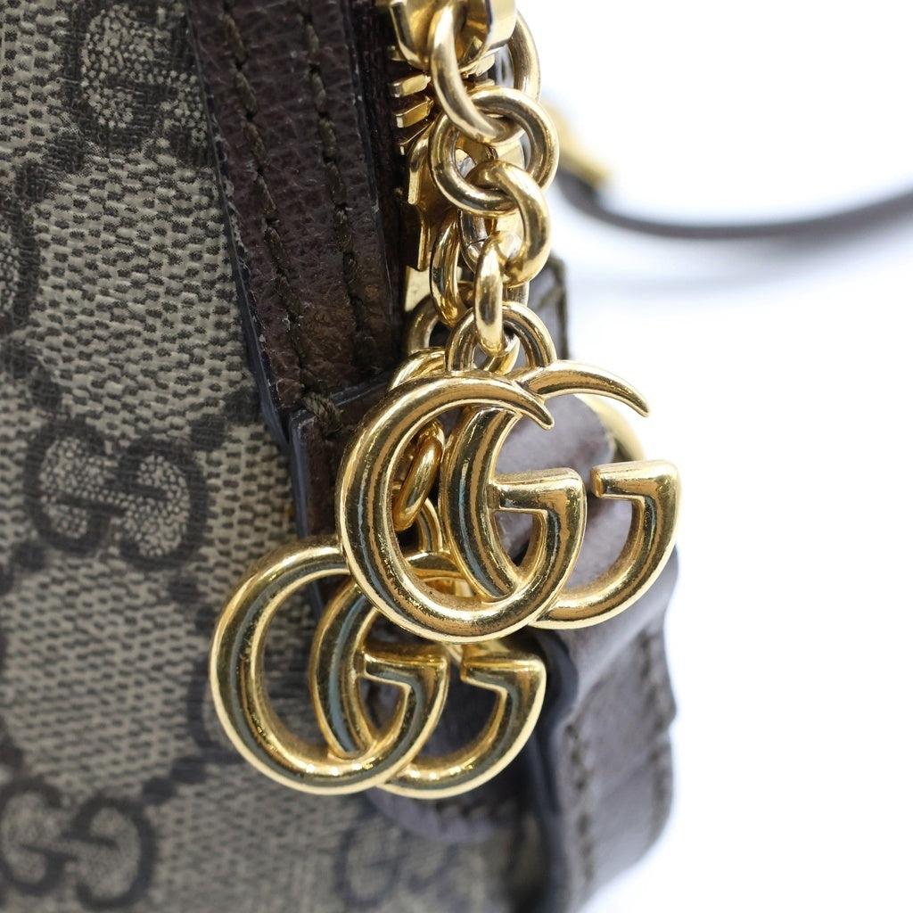 GUCCI(グッチ) GGスプリーム ショルダーバック ブラウン PVC×レザー 499621 ゴールド金具 レディース