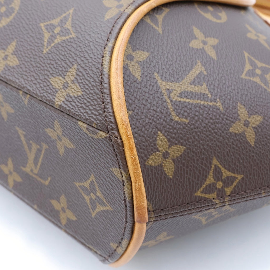 LOUIS VUITTON(ルイヴィトン) モノグラム エリプスPM ハンドバッグ ブラウン レザー×PVC M51127 ゴールド金具 レディース