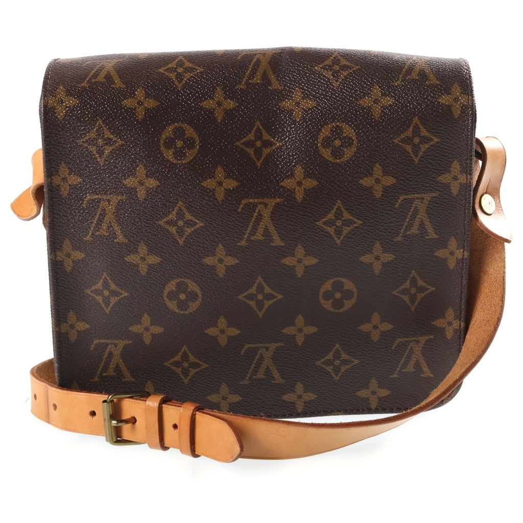 LOUIS VUITTON(ルイヴィトン) モノグラム カルトシエールMM ショルダーバッグ ブラウン レザー×PVC M51253 ゴールド金具 レディース