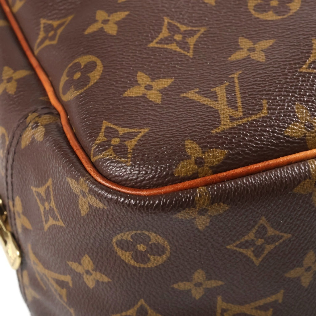 LOUIS VUITTON(ルイヴィトン) モノグラム ドーヴィル ハンドバッグ ブラウン レザー×PVC M47270 ゴールド金具 レディース