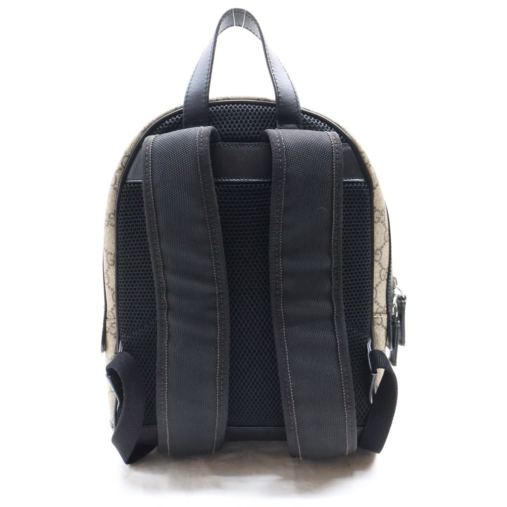 GUCCI(グッチ) GGスプリーム バックパック リュックサック ブラック×ベージュ レザー×PVC 429020 ブラック金具 レディース