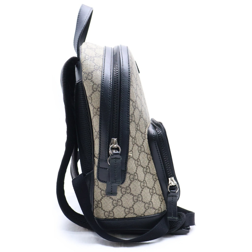 GUCCI(グッチ) GGスプリーム バックパック リュックサック ブラック×ベージュ レザー×PVC 429020 ブラック金具 レディース