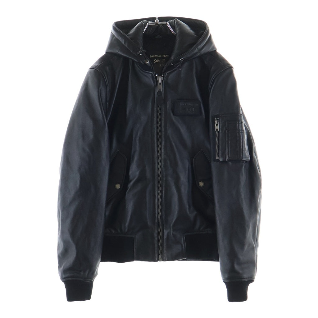 SAINT LAURENT PARIS(サンローランパリ) ×ショット ラムスキン ジップアップボンバージャケット レザージャケット ブラック 680379