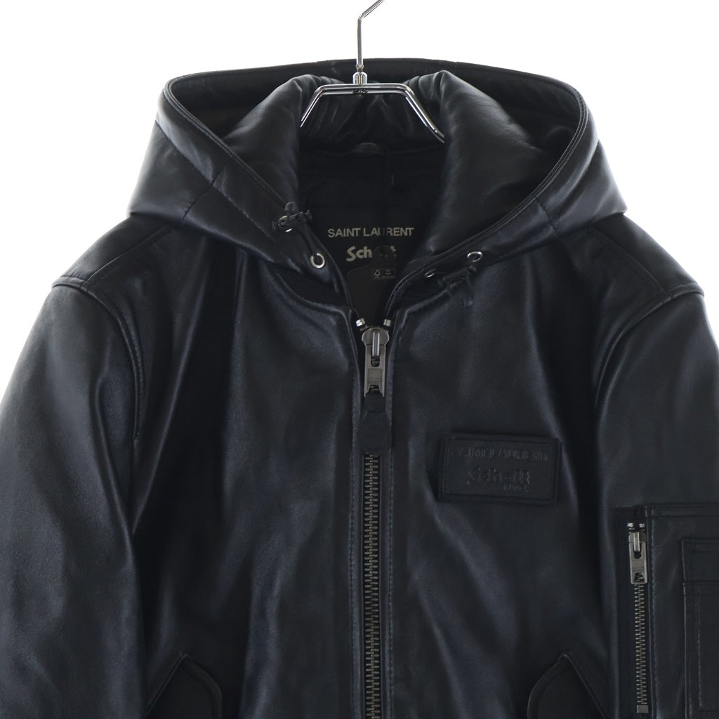 SAINT LAURENT PARIS(サンローランパリ) ×ショット ラムスキン ジップアップボンバージャケット レザージャケット ブラック 680379