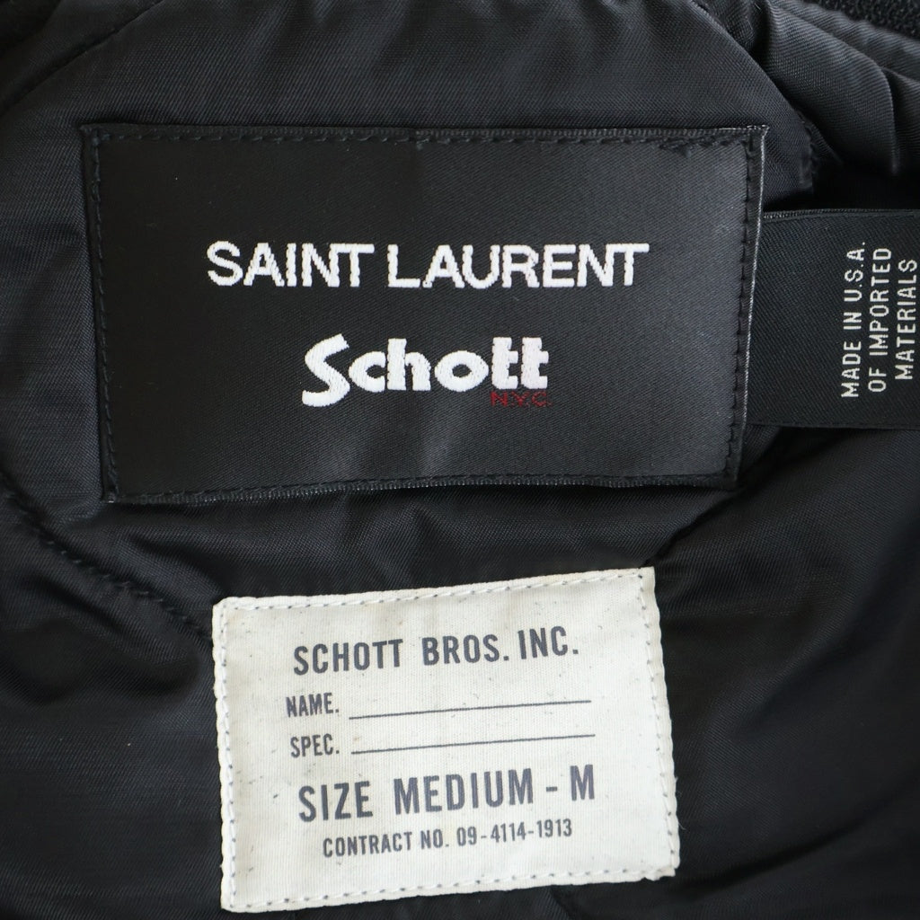 SAINT LAURENT PARIS(サンローランパリ) ×ショット ラムスキン ジップアップボンバージャケット レザージャケット ブラック 680379