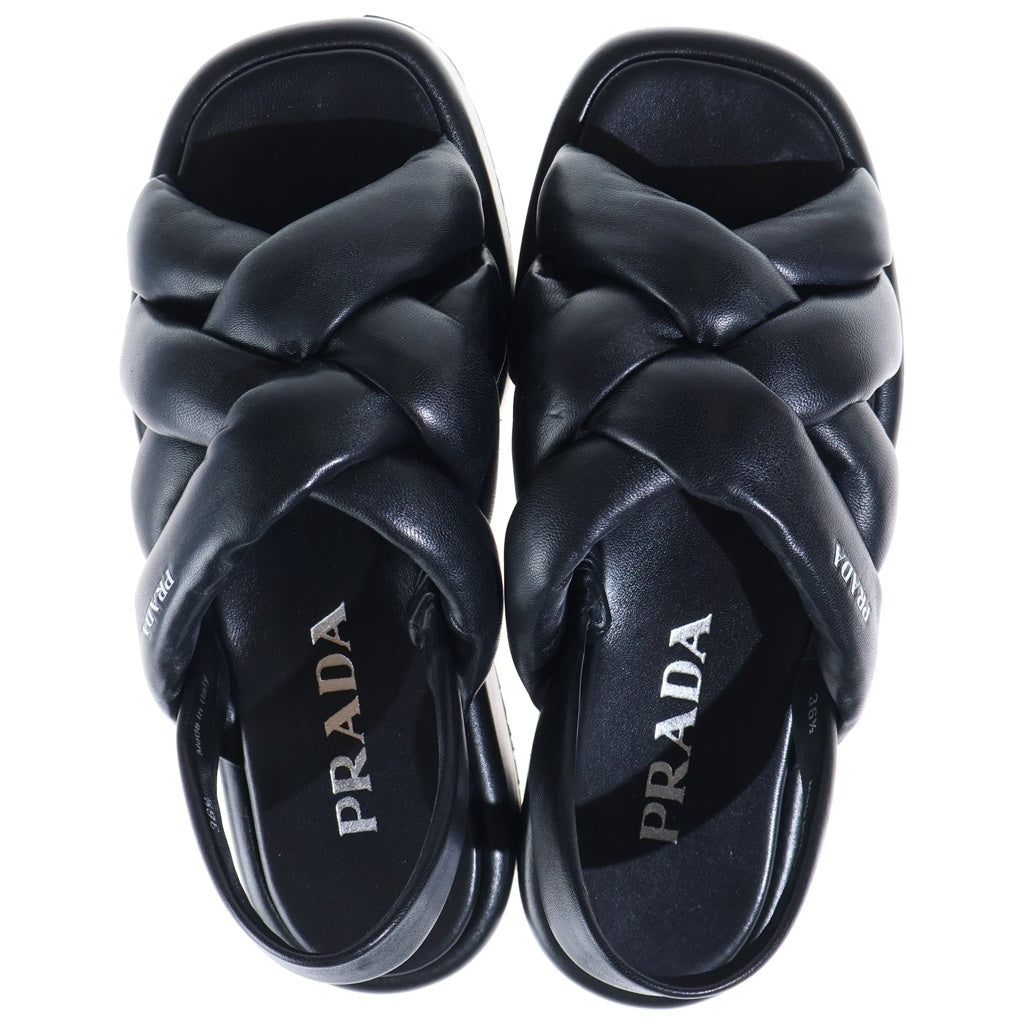 PRADA(プラダ) フラットフォーム サンダル シューズ プラットフォーム ナッパレザー ブラック 1XZ747 レディース