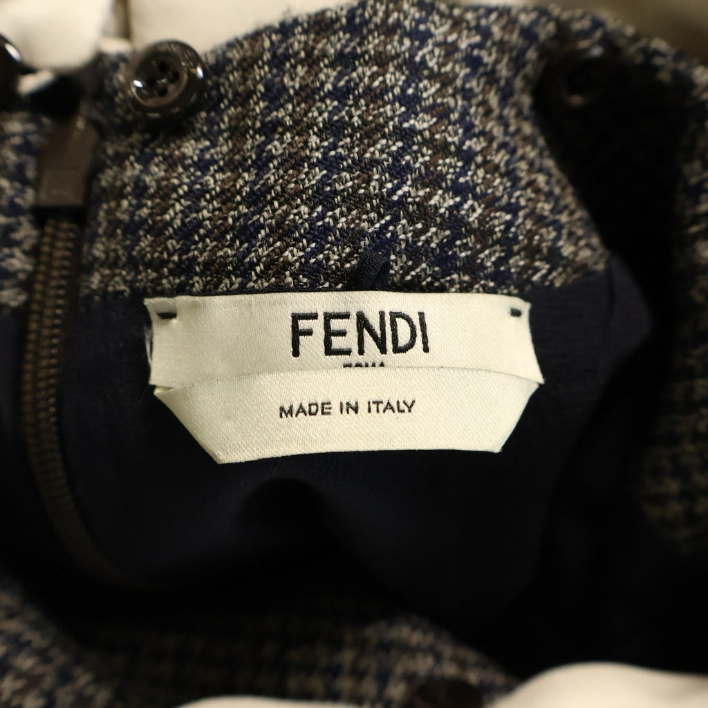 FENDI(フェンディ) プリーツ スカート ロング ワンピース 半袖 ウール グレー FD9828 A5FT レディース