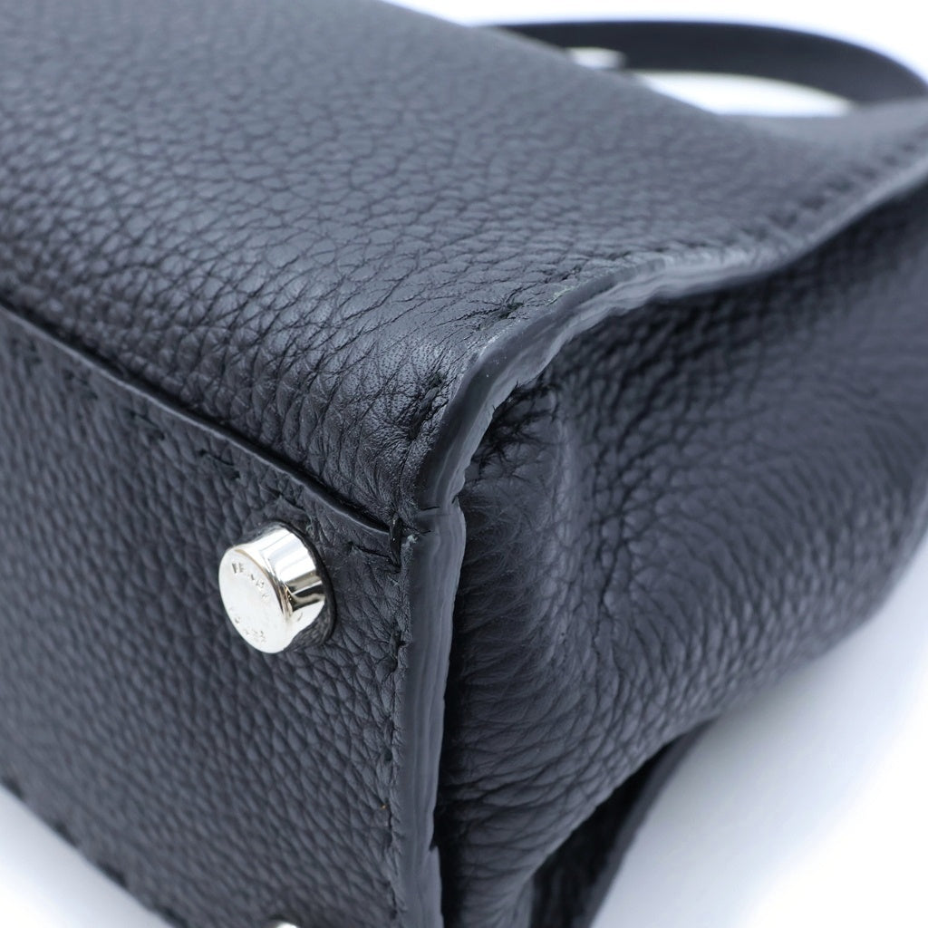 FENDI(フェンディ) ピーカブー セレリア ミディアム レギュラー 2WAYハンドバッグ ショルダーバッグ ブラック レザー 8BN290 シルバー金具 レディース