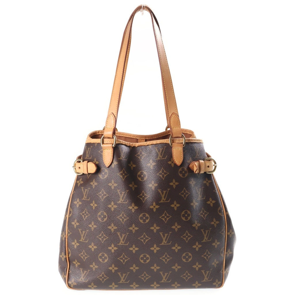 LOUIS VUITTON(ルイヴィトン) モノグラム バティニョールヴェルティカル トートバッグ ハンドバッグ ブラウン レザー×PVC M51153 ゴールド金具 レディース