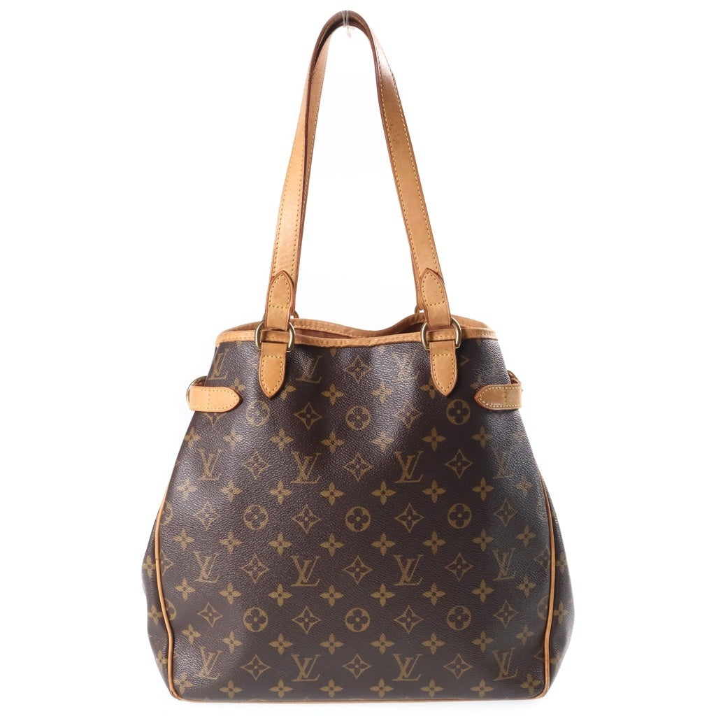 LOUIS VUITTON(ルイヴィトン) モノグラム バティニョールヴェルティカル トートバッグ ハンドバッグ ブラウン レザー×PVC M51153 ゴールド金具 レディース