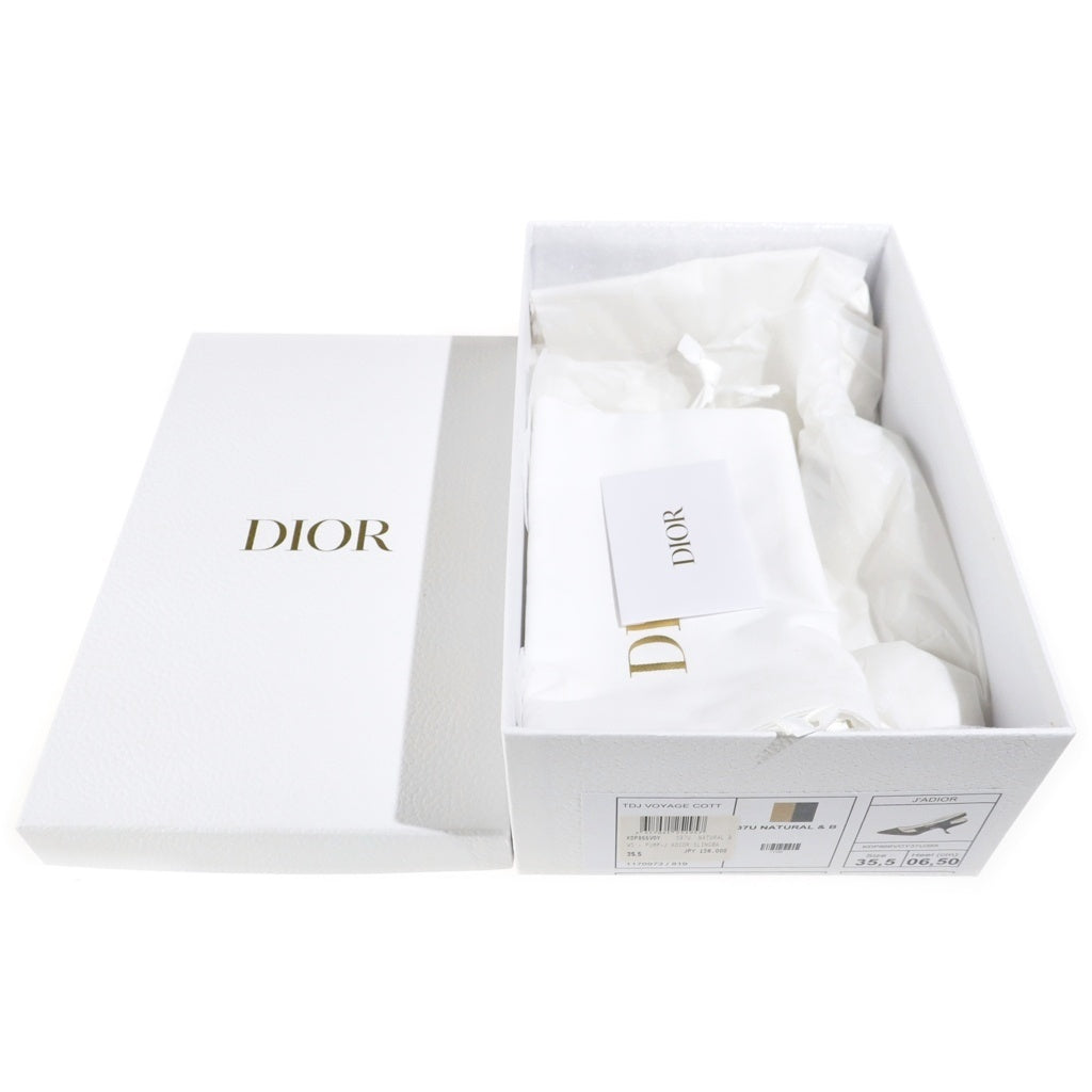 Christian Dior(クリスチャンディオール) J'ADIOR スリングバック パンプス ヒール キャンバス ベージュ/ブラック