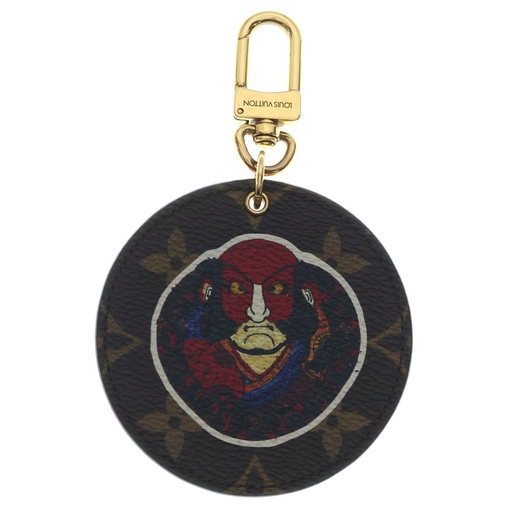 LOUIS VUITTON(ルイヴィトン) 山本寛斎コラボ モノグラム ポルトクレ・イリュストレ 歌舞伎 バッグチャーム キーリング レッド×ブラウン レザー MP1949 ゴールド金具