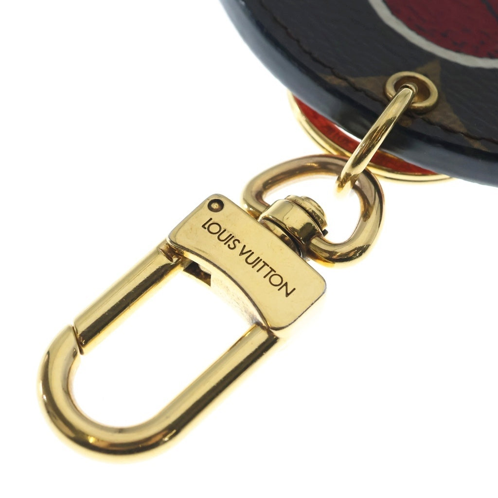 LOUIS VUITTON(ルイヴィトン) 山本寛斎コラボ モノグラム ポルトクレ・イリュストレ 歌舞伎 バッグチャーム キーリング レッド×ブラウン レザー MP1949 ゴールド金具