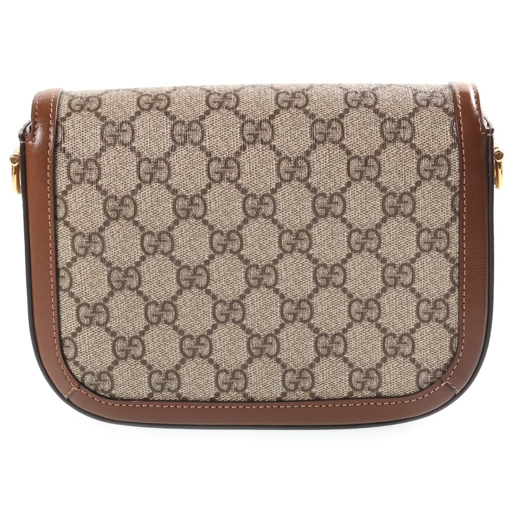 GUCCI(グッチ) ホースビット ショルダーバッグ ブラウン レザー×PVC 658574 ゴールド金具 レディース
