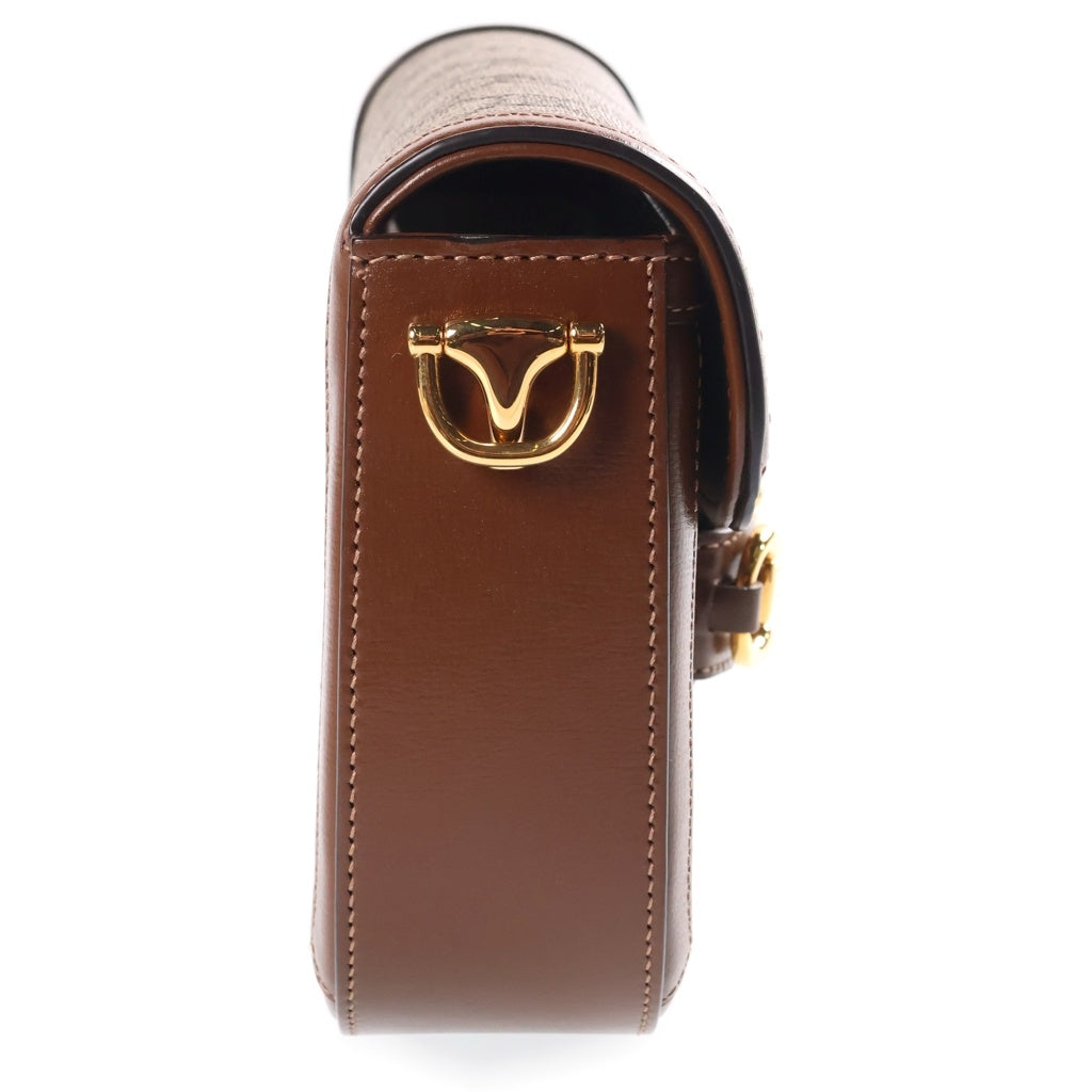 GUCCI(グッチ) ホースビット ショルダーバッグ ブラウン レザー×PVC 658574 ゴールド金具 レディース