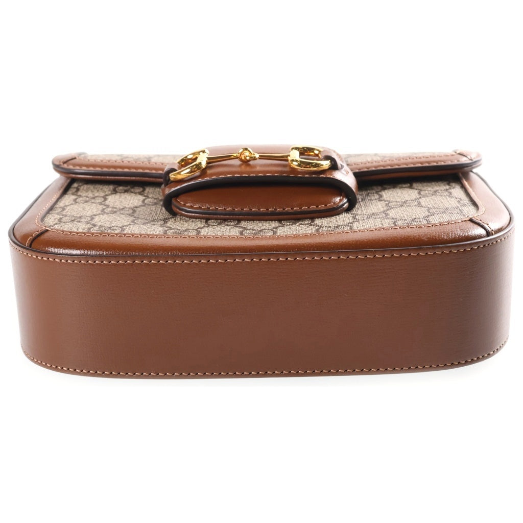 GUCCI(グッチ) ホースビット ショルダーバッグ ブラウン レザー×PVC 658574 ゴールド金具 レディース