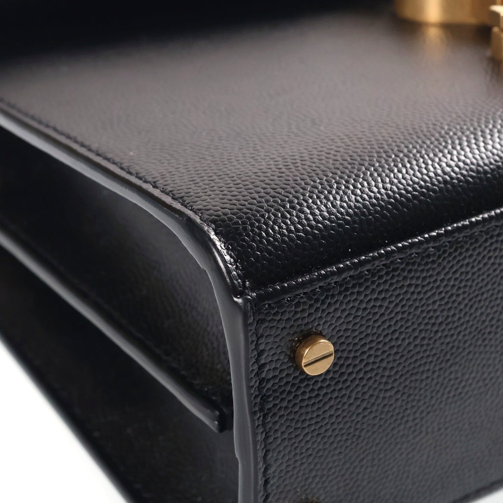 SAINT LAURENT PARIS(サンローランパリ) カサンドラ 2WAYハンドルバッグ ミニ ショルダーバッグ ブラック レザー 578000 ゴールド金具 レディース
