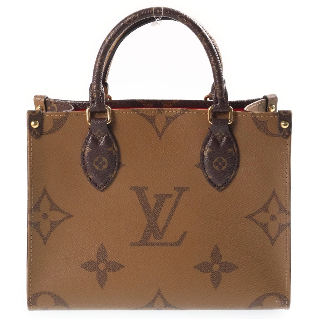LOUIS VUITTON(ルイヴィトン) モノグラムジャイアント オンザゴーPM 2WAYハンドバッグ ショルダーバッグ ブラウン レザー M46373 ゴールド金具 レディース