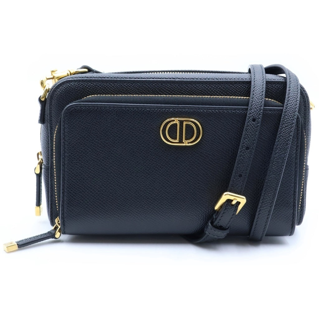 DIOR(ディオール) カロ ダブルポーチショルダーバッグ ブラック レザー S7431UBAE ゴールド金具 レディース