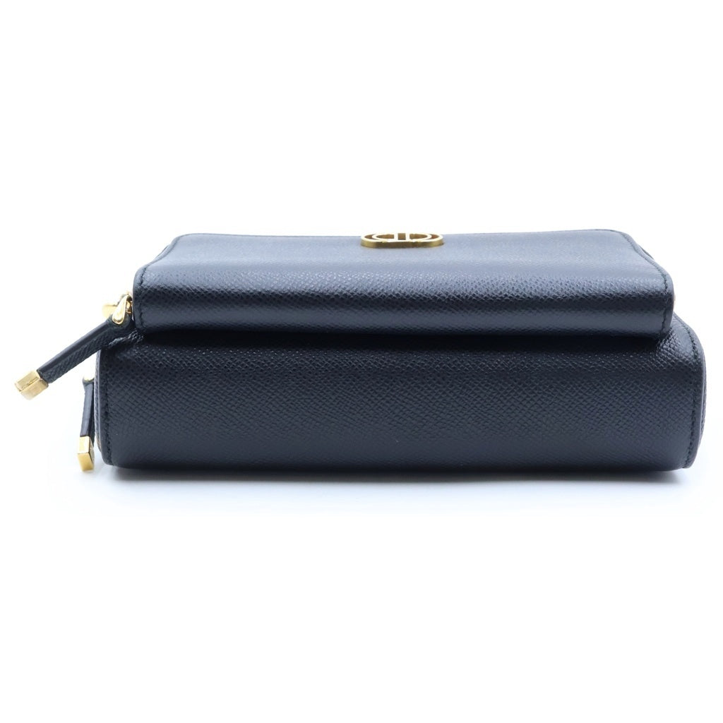 DIOR(ディオール) カロ ダブルポーチショルダーバッグ ブラック レザー S7431UBAE ゴールド金具 レディース