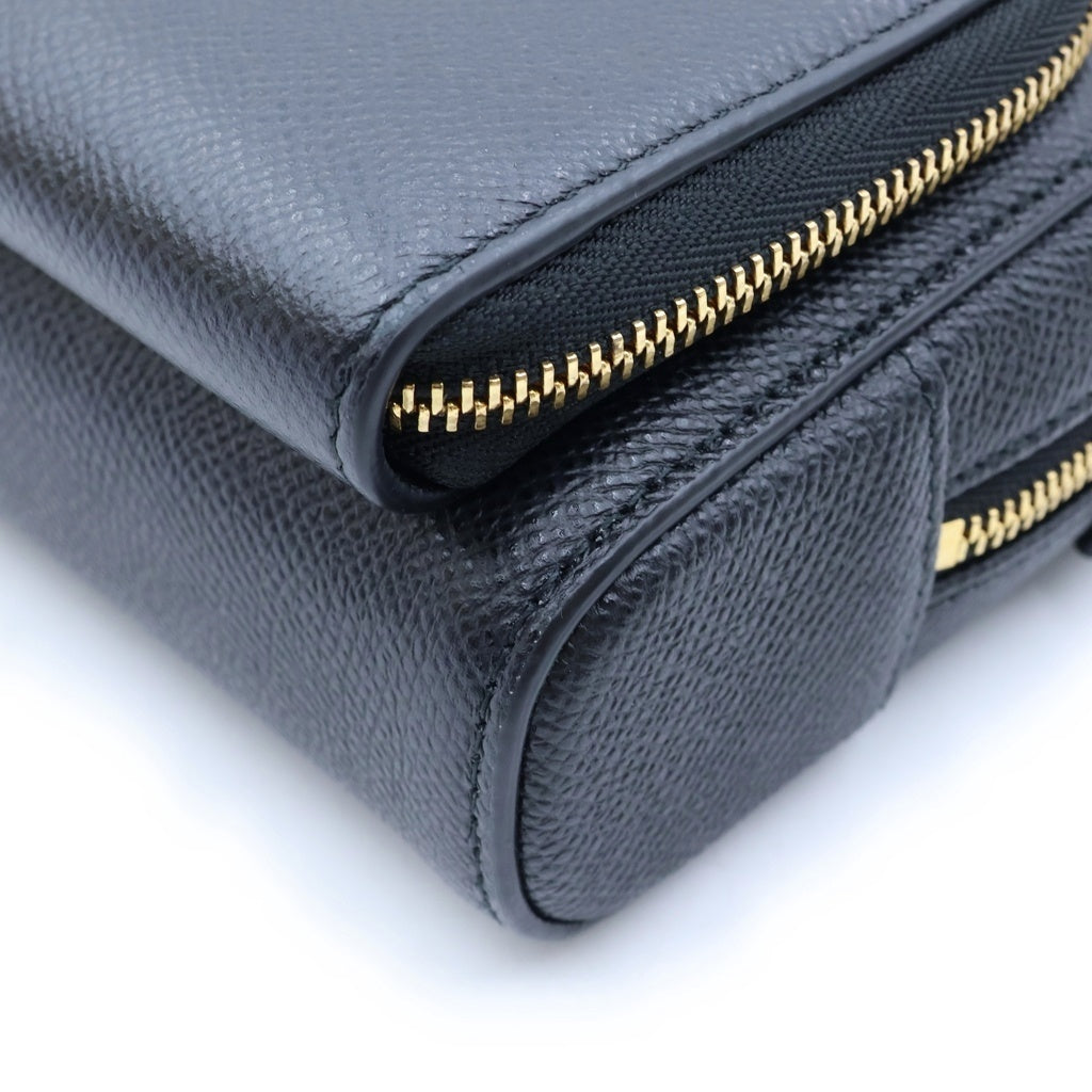 DIOR(ディオール) カロ ダブルポーチショルダーバッグ ブラック レザー S7431UBAE ゴールド金具 レディース