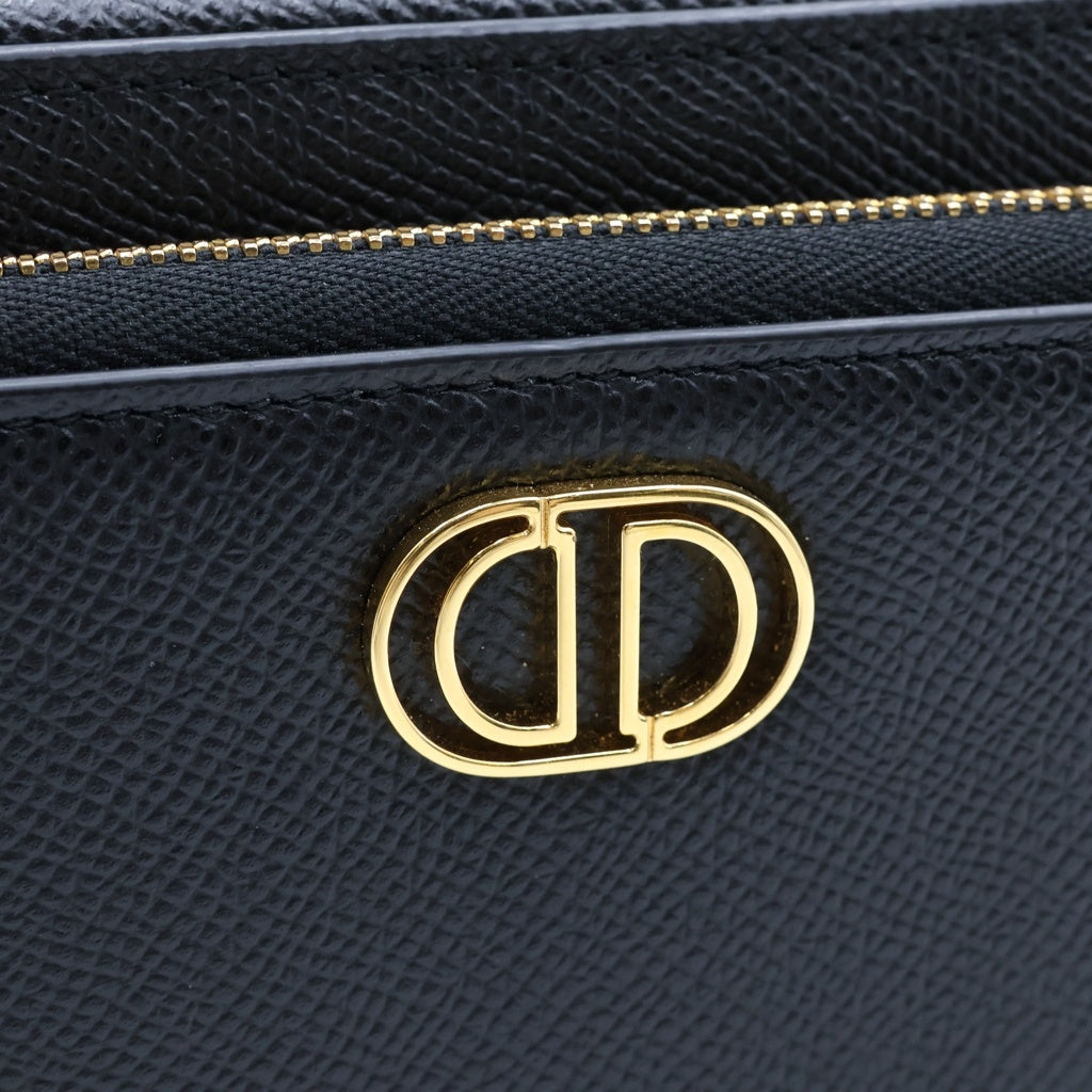 DIOR(ディオール) カロ ダブルポーチショルダーバッグ ブラック レザー S7431UBAE ゴールド金具 レディース