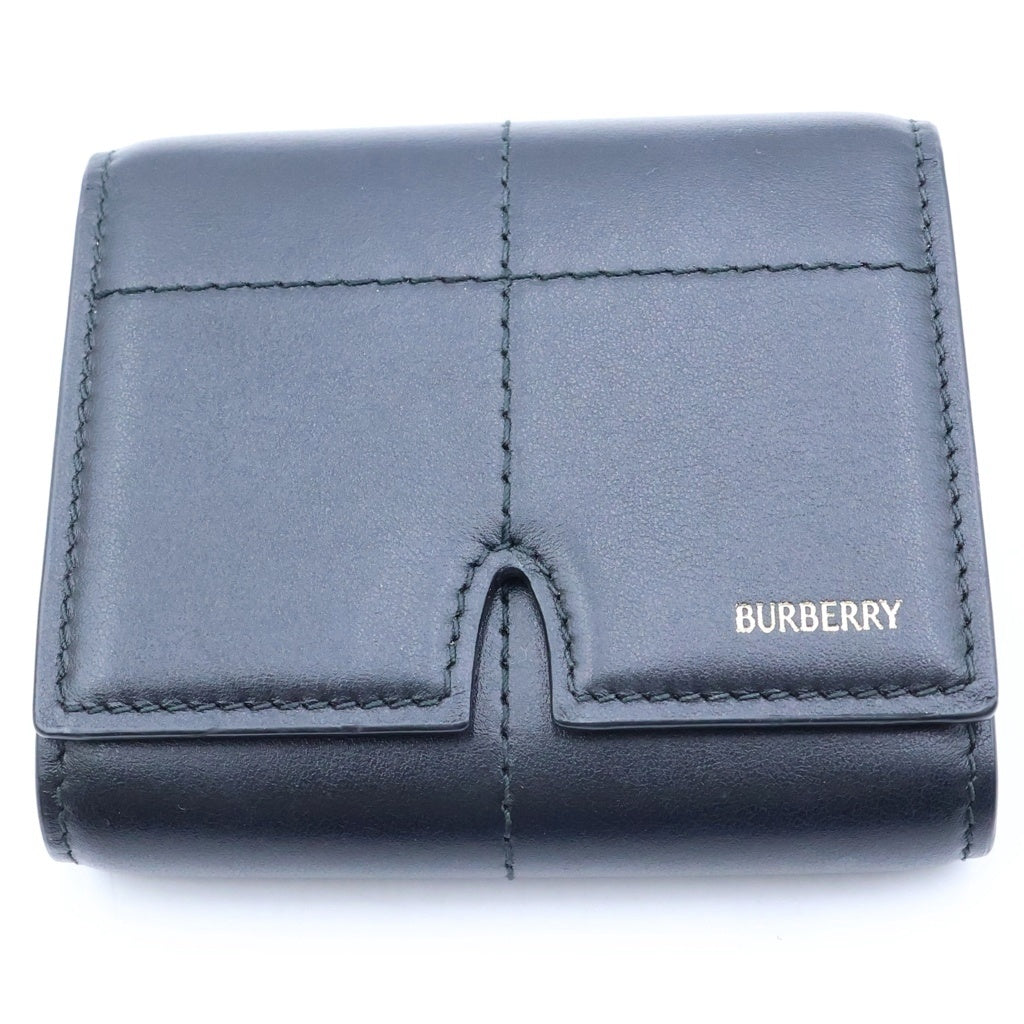 BURBERRY(バーバリー) 三つ折り財布 コンパクトウォレット ブラック レザー レディース
