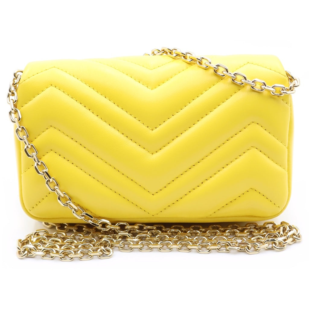 GUCCI(グッチ) GGマーモント ミニショルダーバッグ チェーンバッグ イエロー レザー 841290 ゴールド金具 レディース