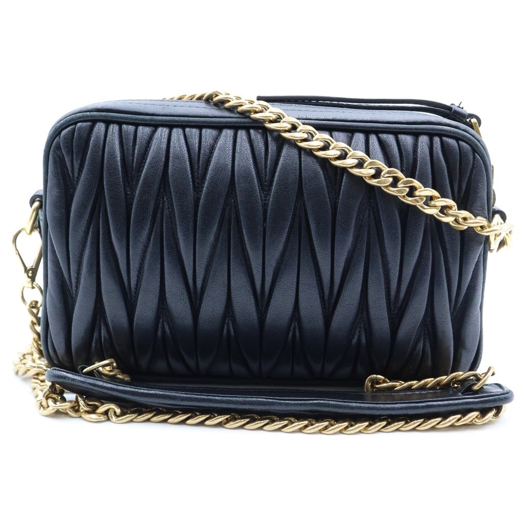 miumiu(ミュウミュウ) マテラッセ チェーンショルダーバッグ ミニバッグ ブラック ナッパレザー ゴールド金具 レディース