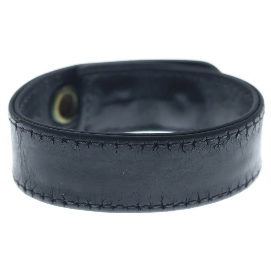 CHROME HEARTS(クロムハーツ) BTN 2SNP クロスボール 3ボタン2スナップ レザーブレスレット ブラック/シルバー BCA123
