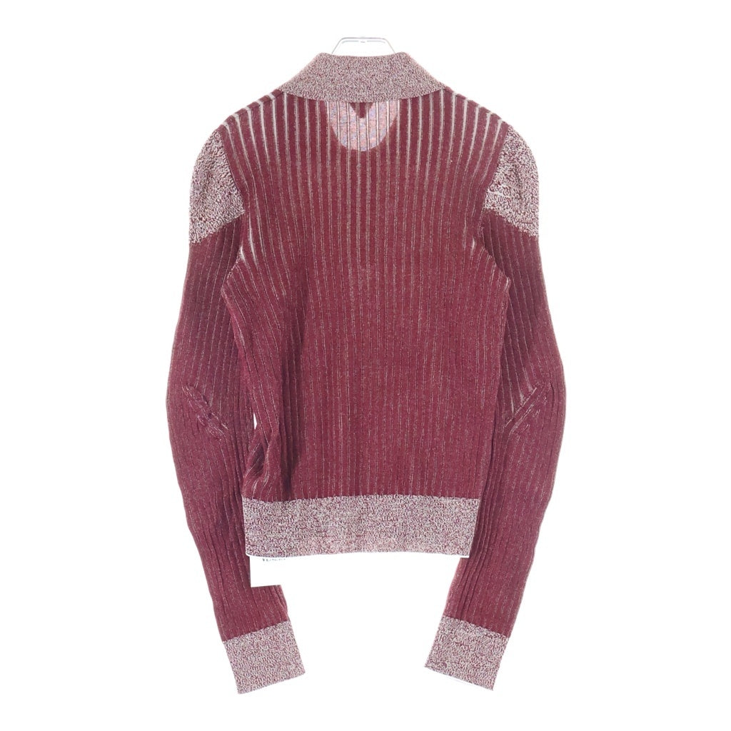 BOTTEGA VENETA(ボッテガヴェネタ) リブニットヘンリーネックポロシャツ ワインレッド ボルドー 728433 V2LV0 レディース