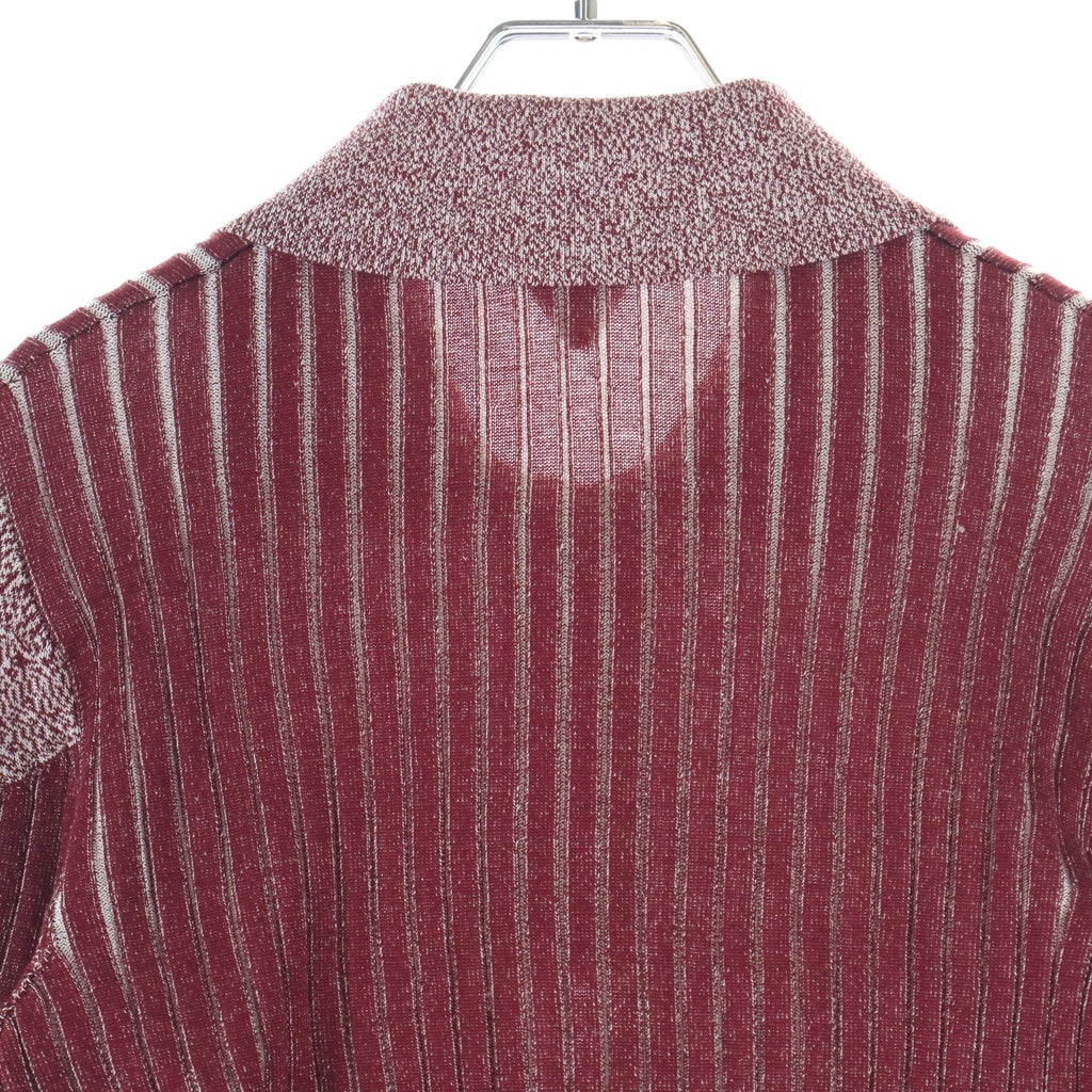 BOTTEGA VENETA(ボッテガヴェネタ) リブニットヘンリーネックポロシャツ ワインレッド ボルドー 728433 V2LV0 レディース
