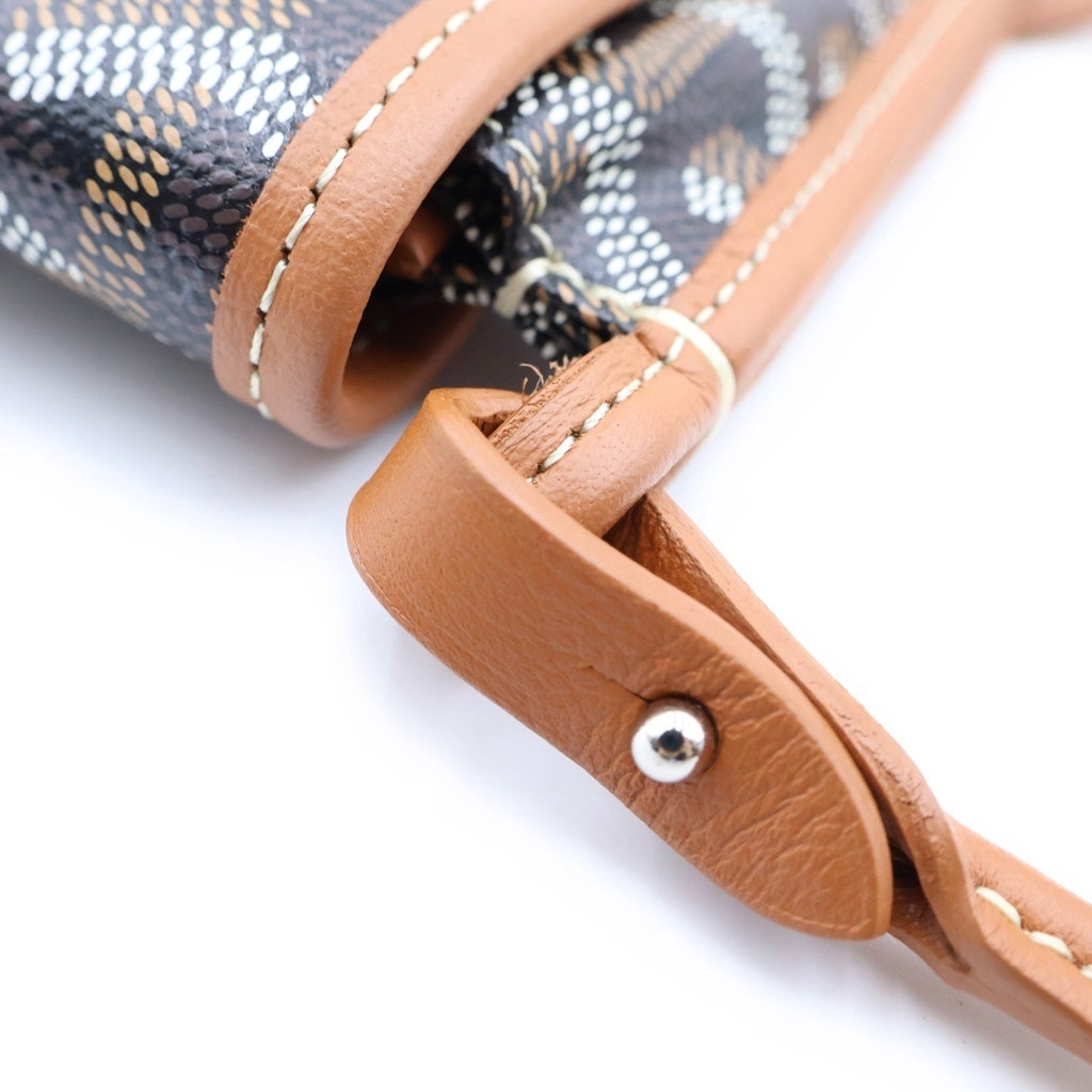 GOYARD(ゴヤール) プリュメ ポーチウォレット ミニショルダーバッグ ブラウン レザー×PVC シルバー金具 レディース