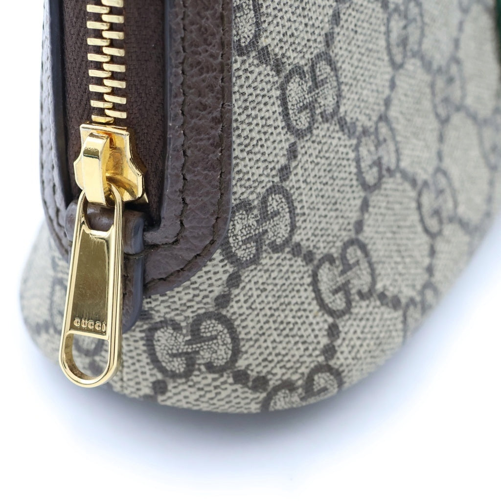 GUCCI(グッチ) GGスプリーム オフィディア ラージ コスメティックケース メイクポーチ ブラウンベージュ レザー×PVC 625551 ゴールド金具 レディース