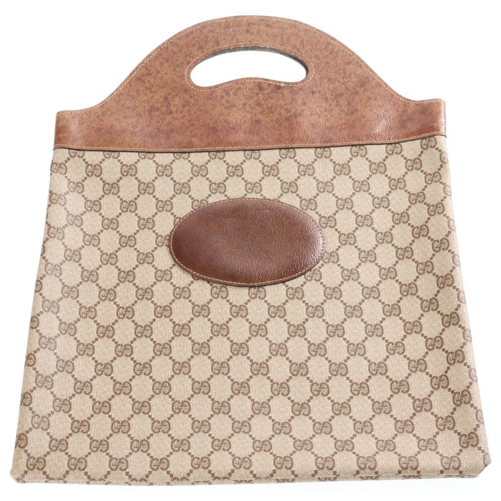 GUCCI(グッチ) ヴィンテージ グッチ GGスプリーム ハンドバッグ レザー ブラウン