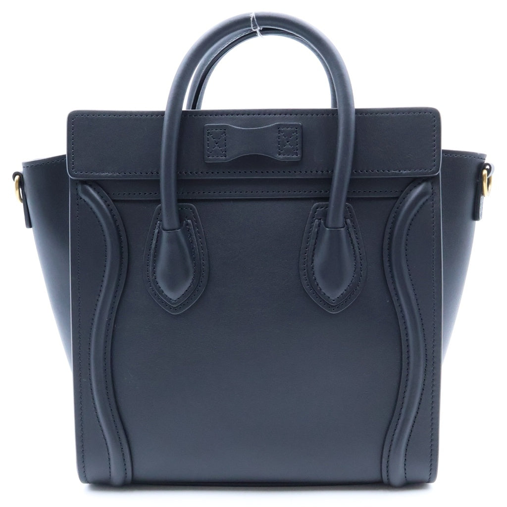 CELINE(セリーヌ) ラゲージナノ 2WAYハンドバッグ ショルダーバッグ ブラック レザー ゴールド金具 レディース