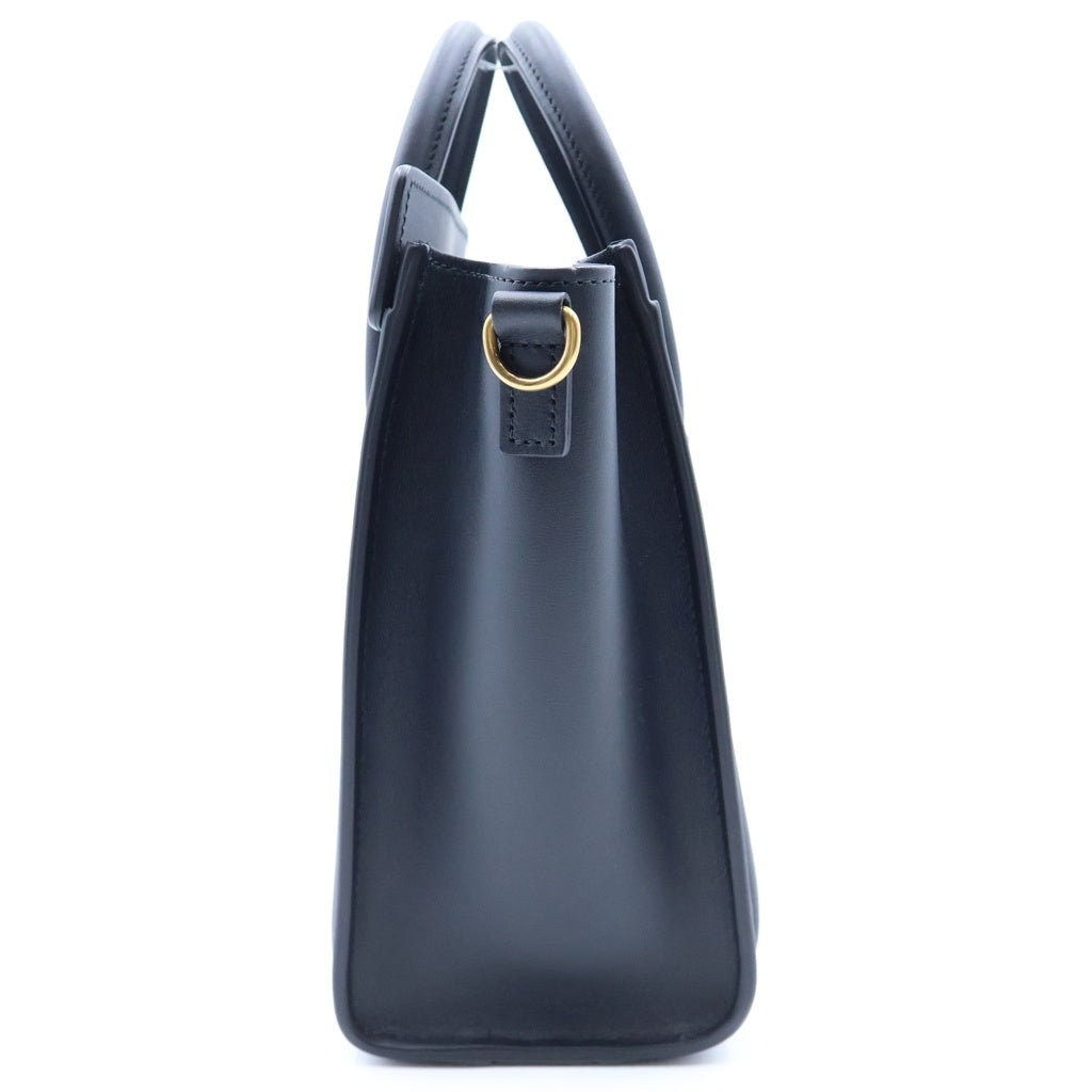 CELINE(セリーヌ) ラゲージナノ 2WAYハンドバッグ ショルダーバッグ ブラック レザー ゴールド金具 レディース