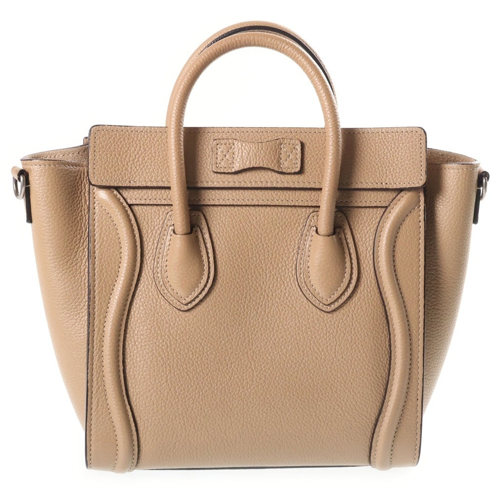 CELINE(セリーヌ) ラゲージナノ 2WAYショルダーバッグ ハンドバッグ ベージュ レザー シルバー金具 レディース