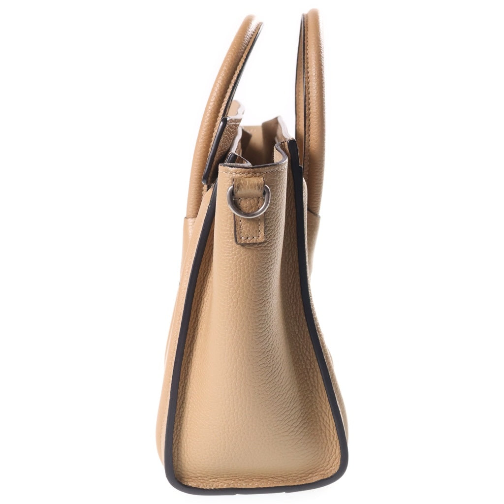 CELINE(セリーヌ) ラゲージナノ 2WAYショルダーバッグ ハンドバッグ ベージュ レザー シルバー金具 レディース