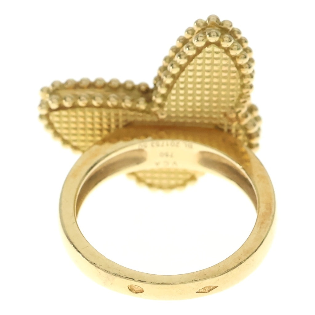 Van Cleef & Arpels(ヴァンクリーフアンドアーペル) ラッキーアルハンブラ パピヨン リング ホワイト×イエローゴールド 750YG レディース