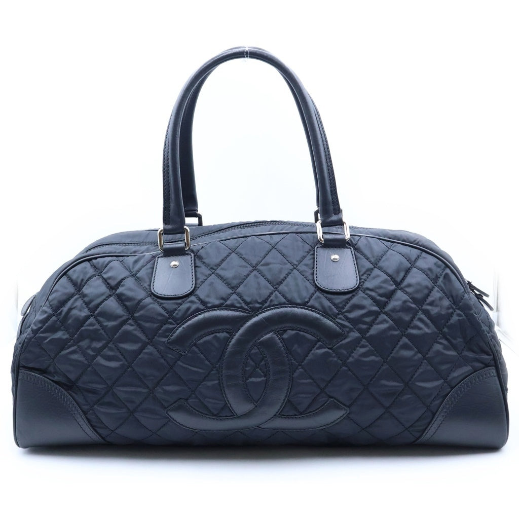 CHANEL(シャネル) ココマーク パリニューヨークライン ボストンバッグ レザー ナイロン ブラック レディース