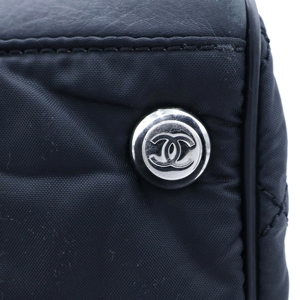 CHANEL(シャネル) ココマーク パリニューヨークライン ボストンバッグ レザー ナイロン ブラック レディース