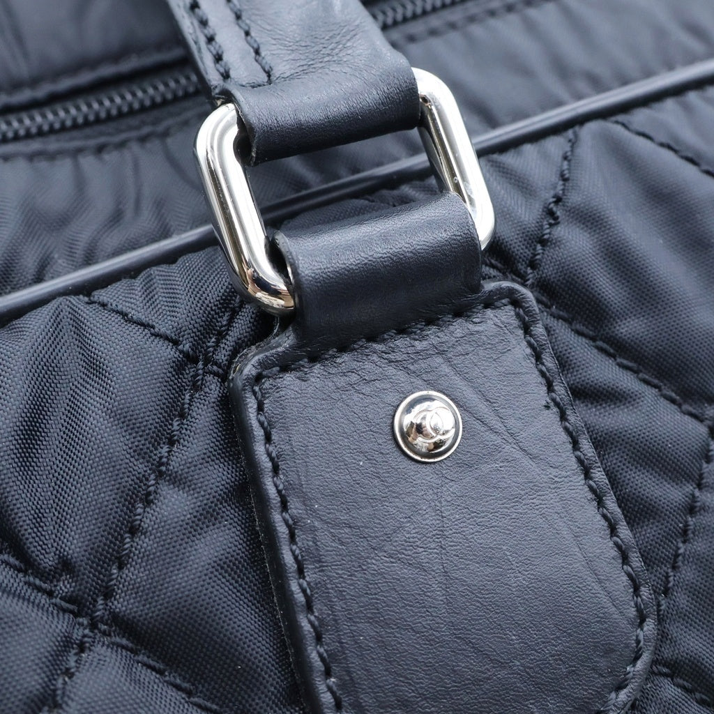CHANEL(シャネル) ココマーク パリニューヨークライン ボストンバッグ レザー ナイロン ブラック レディース