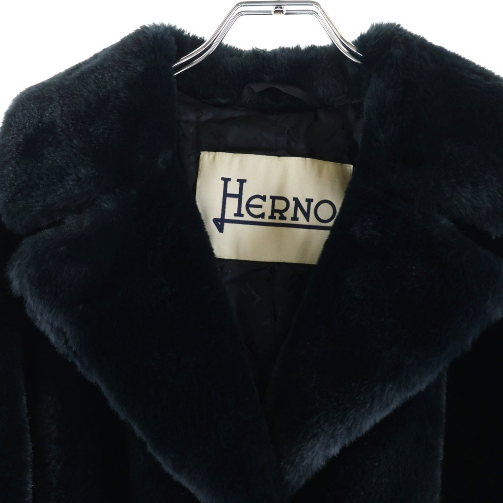 HERNO(ヘルノ) フェイク ファーコート ブラック レディース GC000461D