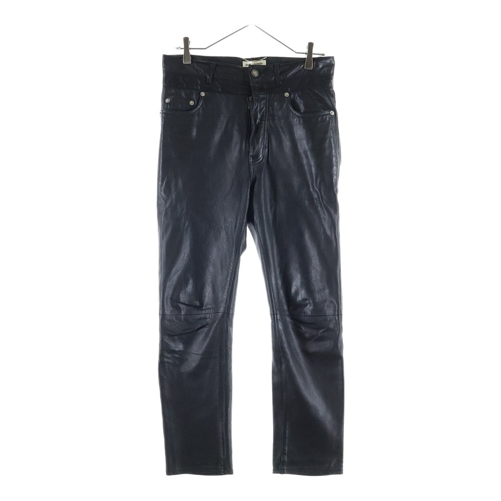 SAINT LAURENT PARIS(サンローランパリ) スリムロングパンツ ブラック ラムレザー 605147