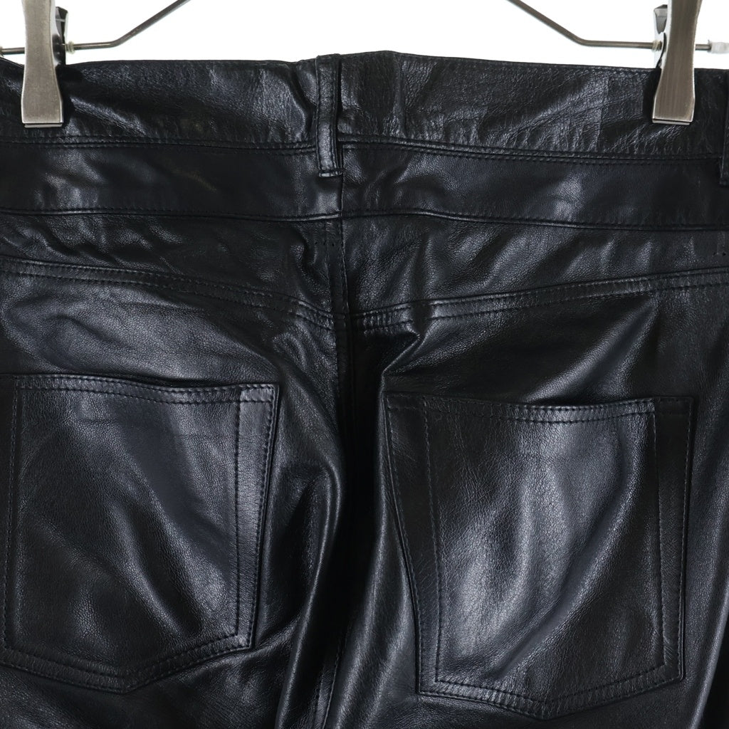 SAINT LAURENT PARIS(サンローランパリ) スリムロングパンツ ブラック ラムレザー 605147