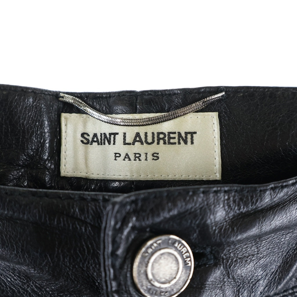 SAINT LAURENT PARIS(サンローランパリ) スリムロングパンツ ブラック ラムレザー 605147