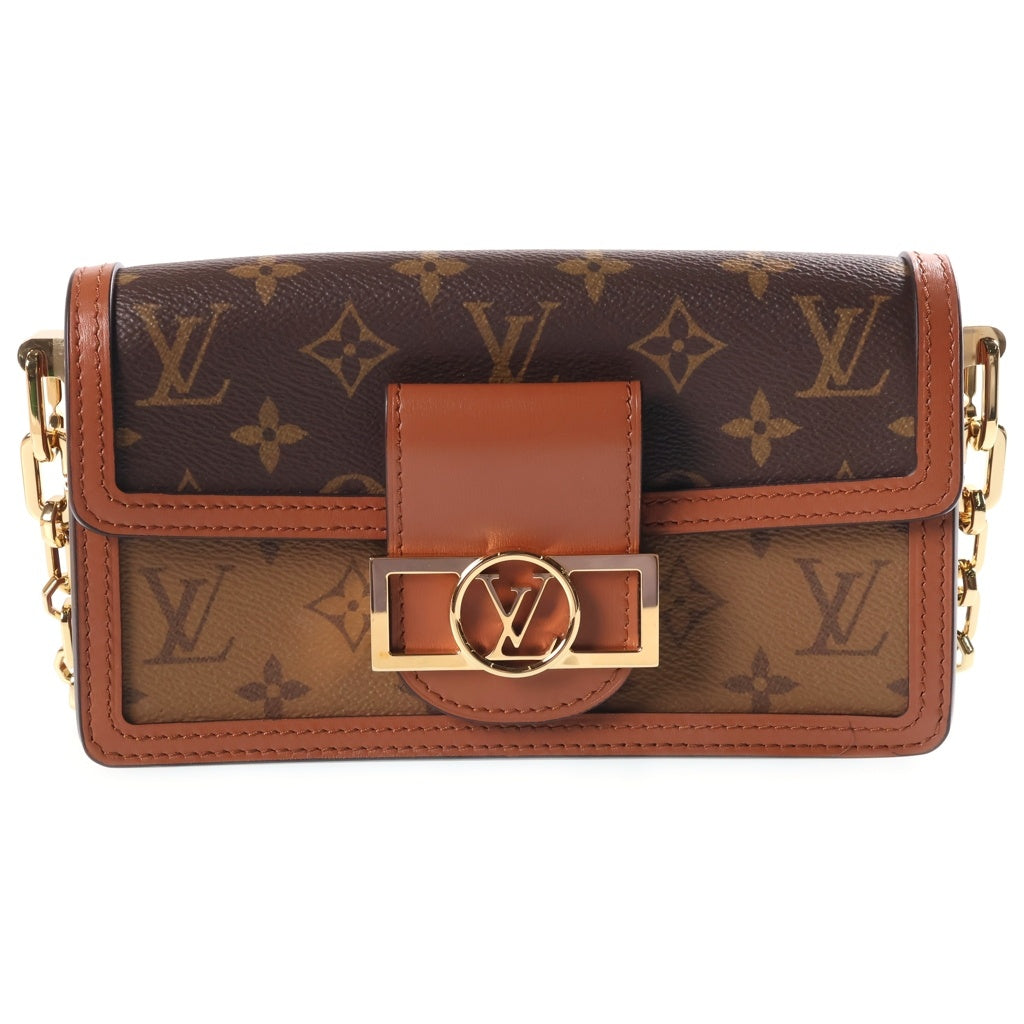 LOUIS VUITTON(ルイヴィトン) モノグラムリバース ドーフィーヌEW ハンド ショルダーバッグ ゴールド金具 ブラウン M46757 RFID