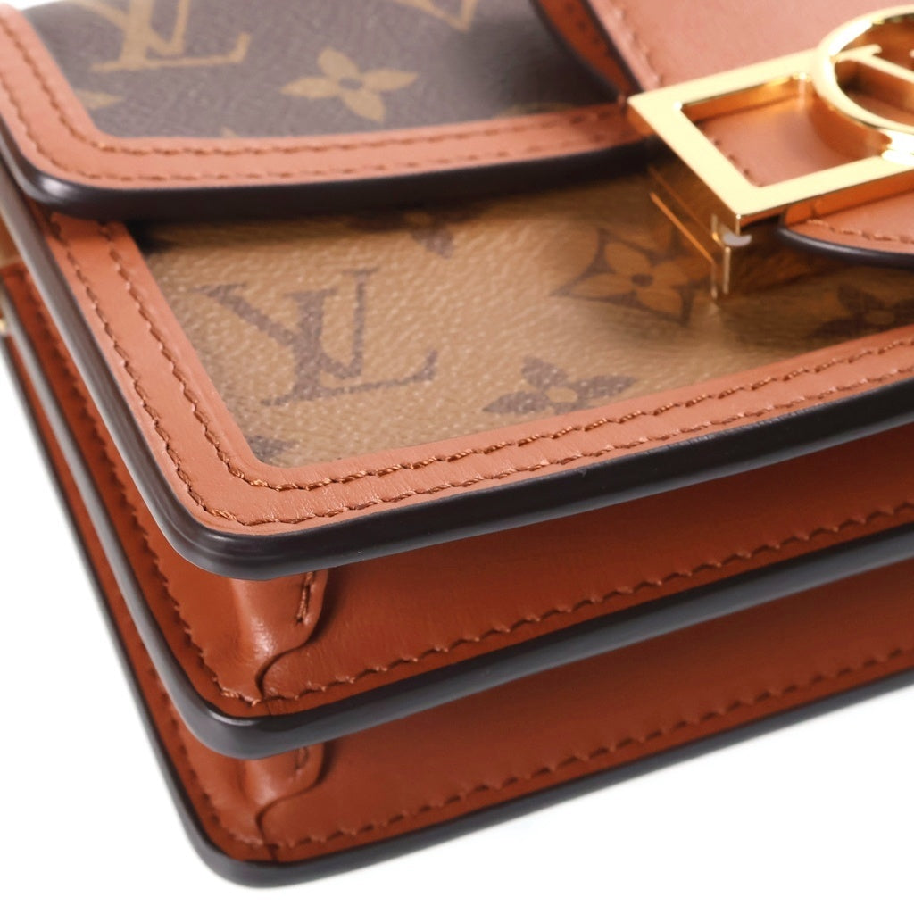LOUIS VUITTON(ルイヴィトン) モノグラムリバース ドーフィーヌEW ハンド ショルダーバッグ ゴールド金具 ブラウン M46757 RFID