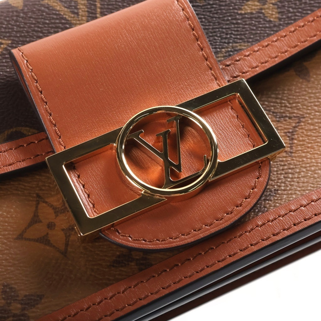 LOUIS VUITTON(ルイヴィトン) モノグラムリバース ドーフィーヌEW ハンド ショルダーバッグ ゴールド金具 ブラウン M46757 RFID